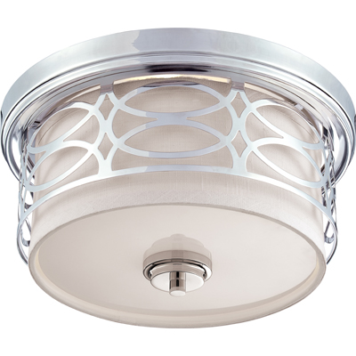 Nuvo Lighting 60/4627  Harlow - 2 Light Flush Dome Fixture with Slate Gray Fabric Shade in Polished Nickel Finish
